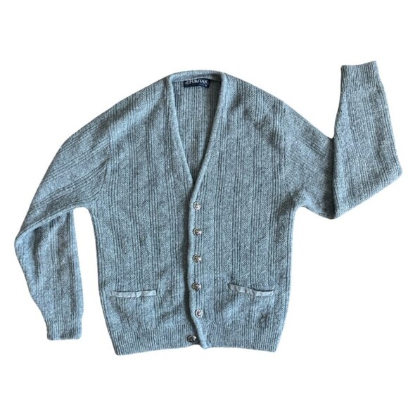 Vintage Puritan Gray Knit Cardigan Sweater Made in USA Wool Blend Size M - Picture 4 of 7